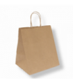 Bolsa SOS especial take away con asa rizada de papel kraft 26 + 20 x 27 cm 90g/m2