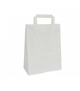 Bolsa SOS con asa plana blanca 26 + 14 x 32 cm