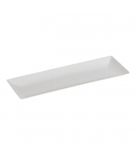 Plato de caña de azúcar rectangular blanco 27 x 9 cm