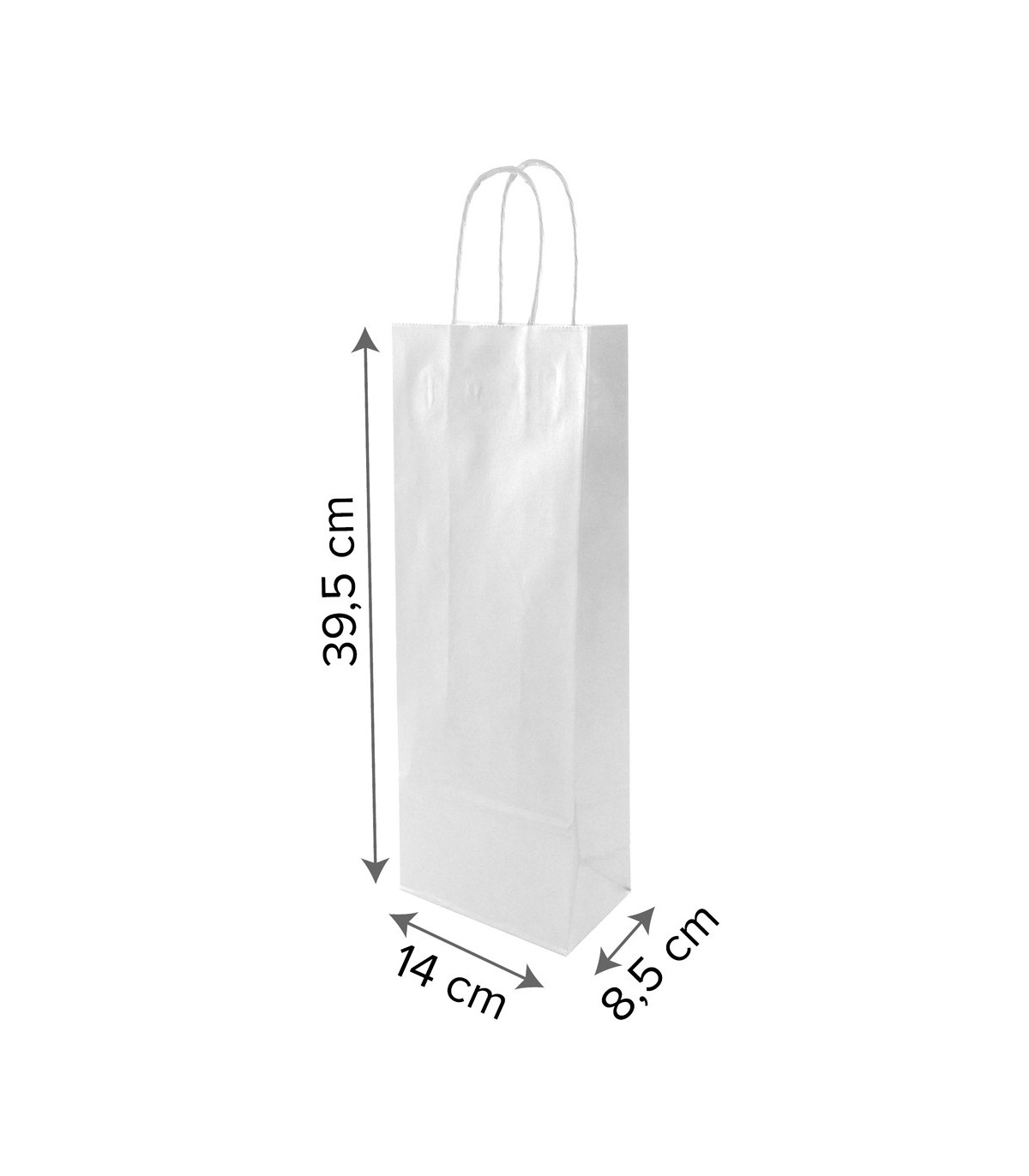Bolsa blanca con asa rizada x 8,5 x 39,5 cm