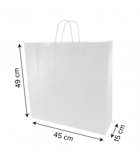 Bolsa SOS con asa rizada de papel blanco 45 + 15 x 49 cm