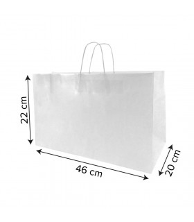 Bolsa SOS con asa rizada de papel blanco 46 + 20 x 22 cm