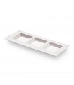 Plato de caña de azúcar rectangular blanco con tres compartimentos 26 x 11 cm