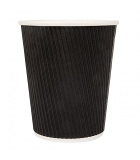 Vaso de cartón negro doble pared  8 oz / 240 ml Ø  8,0/5,6 x 9,2 cm 280 + 250 + PE 18 g/m²