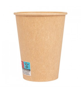 Vaso de cartón kraft nature 12 oz / 360 ml Ø  9,0/6,0 x 11,0 cm 300 + PE 18 g/m²