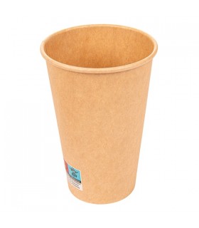 Vaso de cartón kraft nature 16 oz / 480 ml Ø  9,0/6,0 x 13.2 cm 300 + PE 18 g/m²