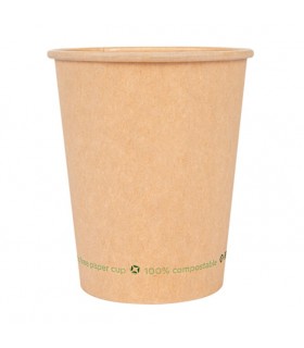 Vaso compostable de cartón kraft water base  8 oz / 240 ml Ø 8,0/5,6 x 9,2 cm